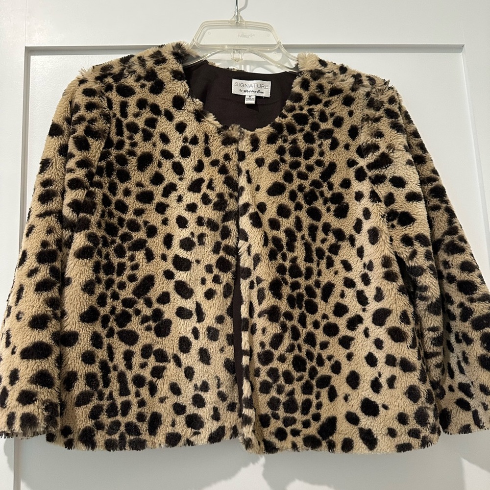 Signature by Robbie Bee Leopard Print Faux Fur Jacket